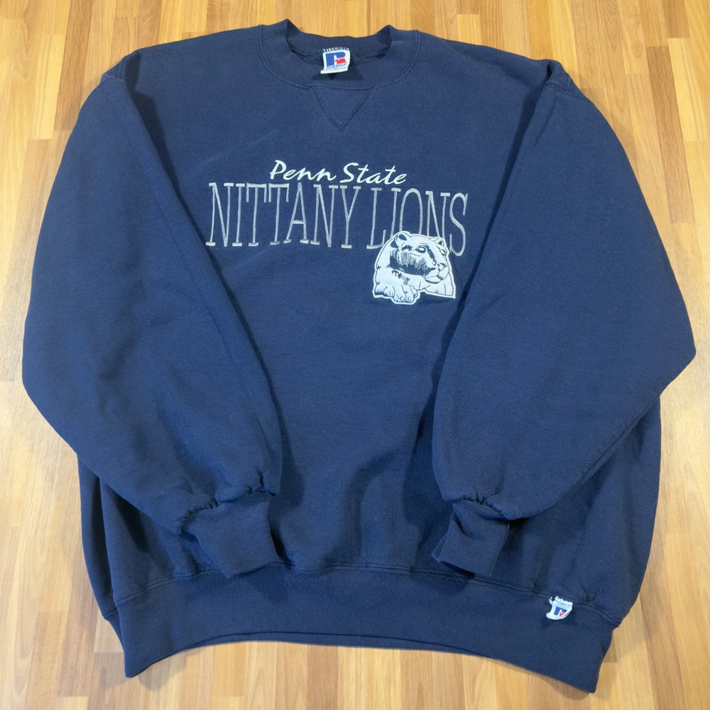 Vintage Russell Athletic Penn State Nittany Lions Sweatshirt Navy Blue XL USA